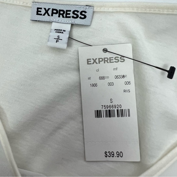 Express Women’s Top Sz Small Petite Ivory Metallic Bling Sequins Party/Cocktail - Picture 9 of 11